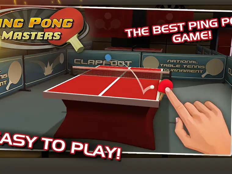 Mesa de ténis de mesa vermelha vista de cima no jogo Ping Pong Masters