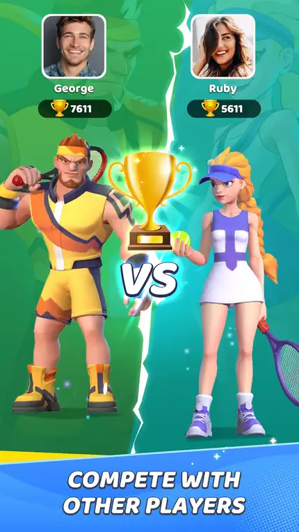 Ecrã de confronto entre dois jogadores antes do encontro no jogo Extreme Tennis